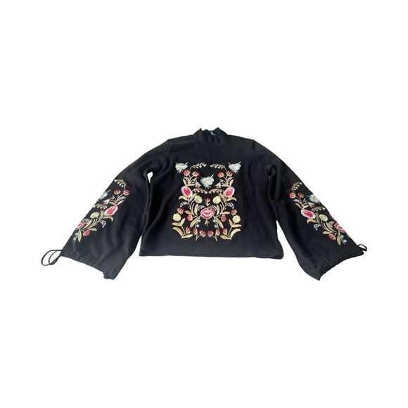 Zara Trafaluc Woman’s M Floral  Embroidered Sweater‎ Bell Sleeves - Picture 3 of 5